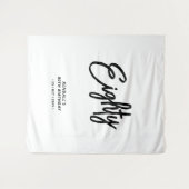 ブラック&ホワイトシック80th誕生日パーティー タペストリー (正面(横))