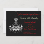 ブラック&ホワイトシャンデリアエレガントパーティの招待状 招待状 (正面)