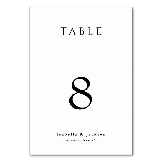 ブラック&ホワイトシンプルエレガントシッ結婚ク テーブルナンバー (正面)
