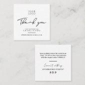 ブラック&ホワイトシンプルビジネスありがとうございました挿入 スクエア名刺 (正面/裏面)