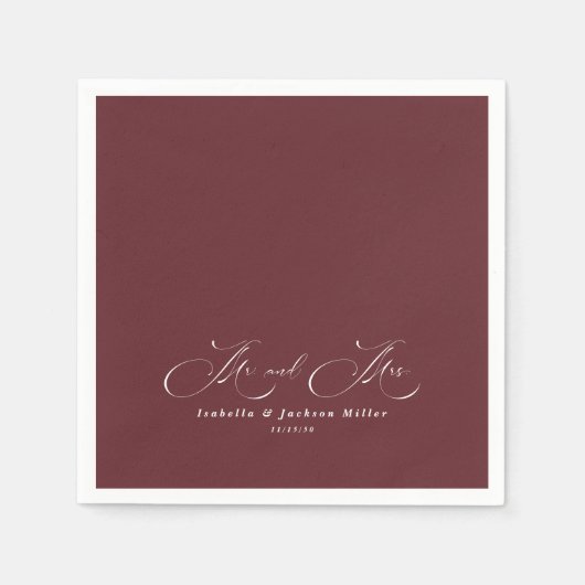 ブラック&ホワイトシンプルミニマリストエレガントな結婚式 スタンダードカクテルナプキン (正面)