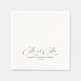 ブラック&ホワイトシンプルミニマリストエレガントな結婚式 スタンダードカクテルナプキン