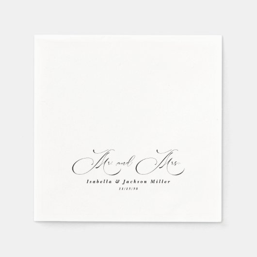 ブラック&ホワイトシンプルミニマリストエレガントな結婚式 スタンダードカクテルナプキン (正面)