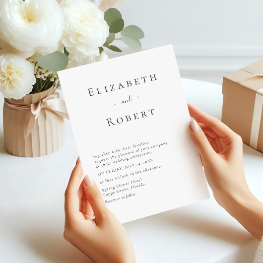 ブラック&ホワイトシンプルミニマル結婚式招待状 招待状