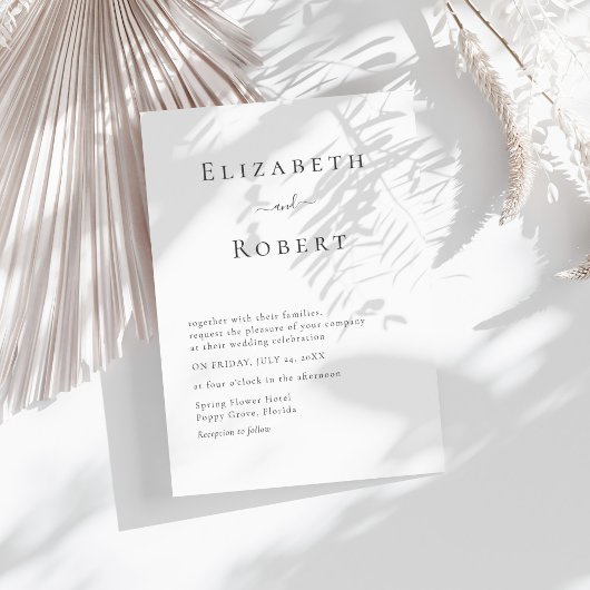 ブラック&ホワイトシンプルミニマル結婚式招待状 招待状