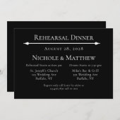 ブラック&ホワイトシンプルリハエレガントーサルディナー 招待状 (正面/裏面)