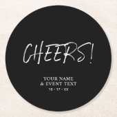 ブラック&ホワイトシンプル応援大人の誕生日パーティーR ラウンドペーパーコースター (正面)