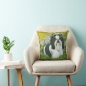 ブラック&ホワイトシーズー（犬）ズインガーデン クッション (椅子)