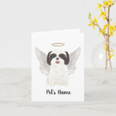 ブラック&ホワイトシーズー(犬)ツ悔やみや弔慰メモリアル カード (黄色い花)