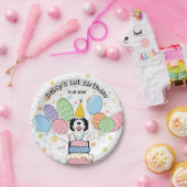 ブラック&ホワイトシーパドールドッグ誕生日 ペーパープレート (パーティー)