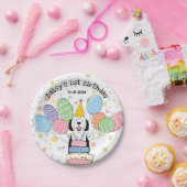 ブラック&ホワイトシーパドールドッグ誕生日 ペーパープレート (パーティー)