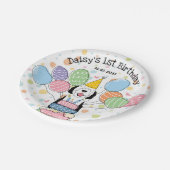 ブラック&ホワイトシーパドールドッグ誕生日 ペーパープレート (アングル)