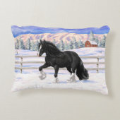 ブラック&ホワイトジプシーバンナーティンカーホ荷車を引くーマ アクセントクッション (裏面)