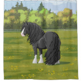 ブラック&ホワイトジプシーバンナーティンカーホ荷車を引くーマ シャワーカーテン (正面)