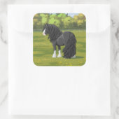 ブラック&ホワイトジプシーバンナーティンカーホ荷車を引くーマ スクエアシール (バッグ)