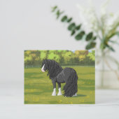 ブラック&ホワイトジプシーバンナーティンカーホ荷車を引くーマ ポストカード (スタンド正面)