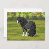 ブラック&ホワイトジプシーバンナーティンカーホ荷車を引くーマ ポストカード (正面/裏面)