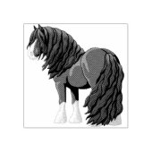 ブラック&ホワイトジプシーバンナーティンカーホ荷車を引くーマ ラバースタンプ (インプリント)