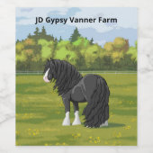 ブラック&ホワイトジプシーバンナーティンカーホ荷車を引くーマ ワインラベル (シングルラベル)