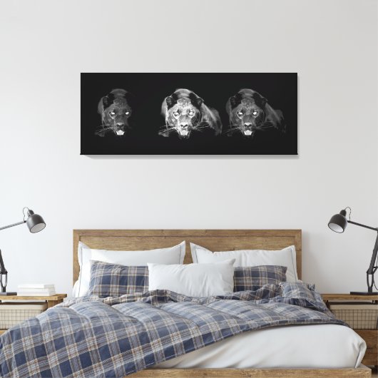 ブラック&ホワイトジャガーキャンバスプリント キャンバスプリント (インサイチュ (寝室))