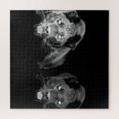 ブラック&ホワイトジャガー-野生動物大きな猫 ジグソーパズル (横)