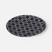 ブラック&ホワイトスクエアシック幾何パーティープレート ペーパープレート (アングル)