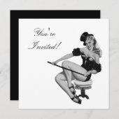 ブラック＆ホワイトスタイルのピンナップガール5 招待状 (正面/裏面)