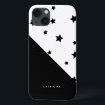 ブラック&ホワイトスターズパッテンアストラクトパーソナライズされた iPhone 13ケース<br><div class="desc">黒モダン星模様のiPadケース。このカスタマイズ可能なケースはギフトとして完璧である。</div>
