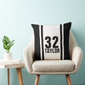 ブラック&ホワイトストライプのスポーツジャージー装飾用クッション クッション (椅子)