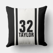 ブラック&ホワイトストライプのスポーツジャージー装飾用クッション クッション (裏面)