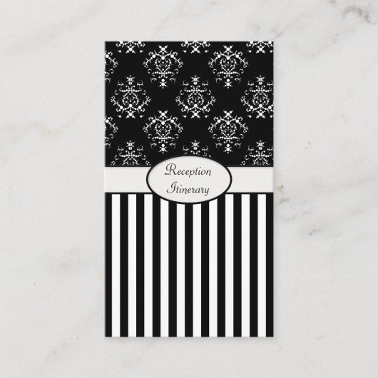 ブラック&ホワイトストライプのバロック エンクロージャーカード (正面)