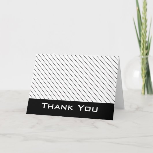 ブラック/ホワイトストライプの2ありがとうあいさつカード サンキューカード (正面)