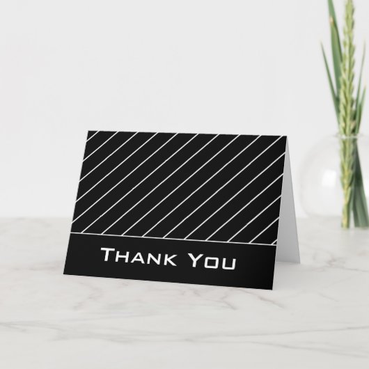 ブラック/ホワイトストライプの3 Thank You Greeting Card サンキューカード (正面)