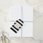 ブラック&ホワイトストライプクリスマス"ジョエウノエル" ギフトタグ (より糸付き)