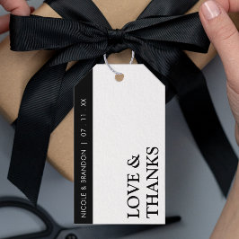 ブラック&ホワイトストライプサイド結婚ズ・サンキュー ギフトタグ
