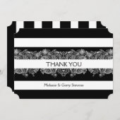 ブラック&ホワイトストライプサンキューカード&レース サンキューカード (正面/裏面)