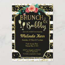 ブラック&ホワイトストライプズブランチ&バブリー招待状