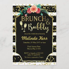 ブラック&ホワイトストライプズブランチ&バブリー招待状 招待状