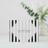 ブラック&ホワイトストライプズモダンシック日付を保存 案内ポストカード (スタンド正面)