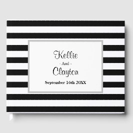 ブラック/ホワイトストライプズ枠のゲストブック ゲストブック