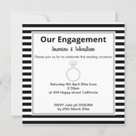 ブラック&ホワイトストライプダイヤモンドリングや輪婚約 招待状