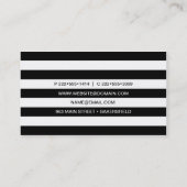 ブラック&ホワイトストライプバラとシルバー&ラベンダー 名刺 (裏面)