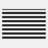 ブラック&ホワイトストライプパーティーまたはクリスマス ラッピングペーパーシート (正面)