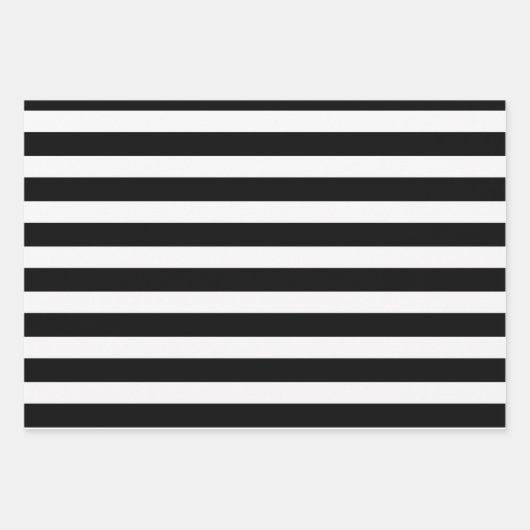 ブラック&ホワイトストライプパーティーまたはクリスマス ラッピングペーパーシート (正面)