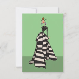 ブラック&ホワイトストライプファッションフラットカード