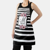 ブラック&ホワイトストライプフローラモノグラム エプロン (インサイチュ)