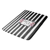 ブラック&ホワイトストライプフローラモノグラム バスマット (アングル)