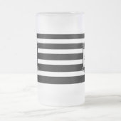 ブラック&ホワイトストライプフローラモノグラム フロストグラスビールジョッキ (中央)