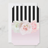 ブラック&ホワイトストライプローズピンクブライダルシャワー 招待状 (裏面)