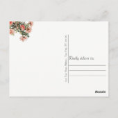 ブラック | ホワイトストライプヴィンテージフローラありがとう ポストカード (裏面)